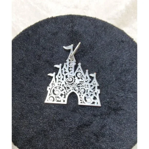 Disneyland Castle Silhouette Metal Keychain Silver Disney Collectible - Picture 6 of 10